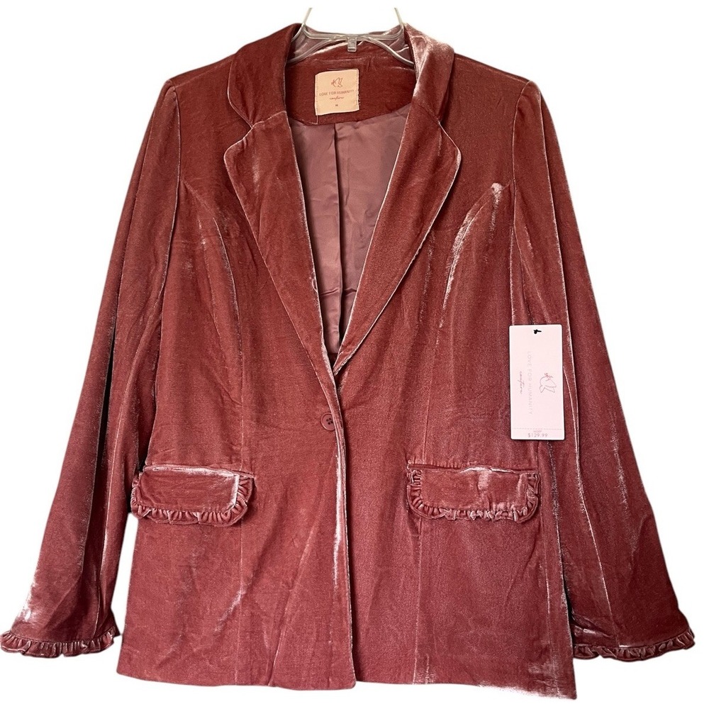 NWT Love for Humanity Boho Ruffle Trim Romantic Coquette Jacket Sz M Velvet - Picture 1 of 7